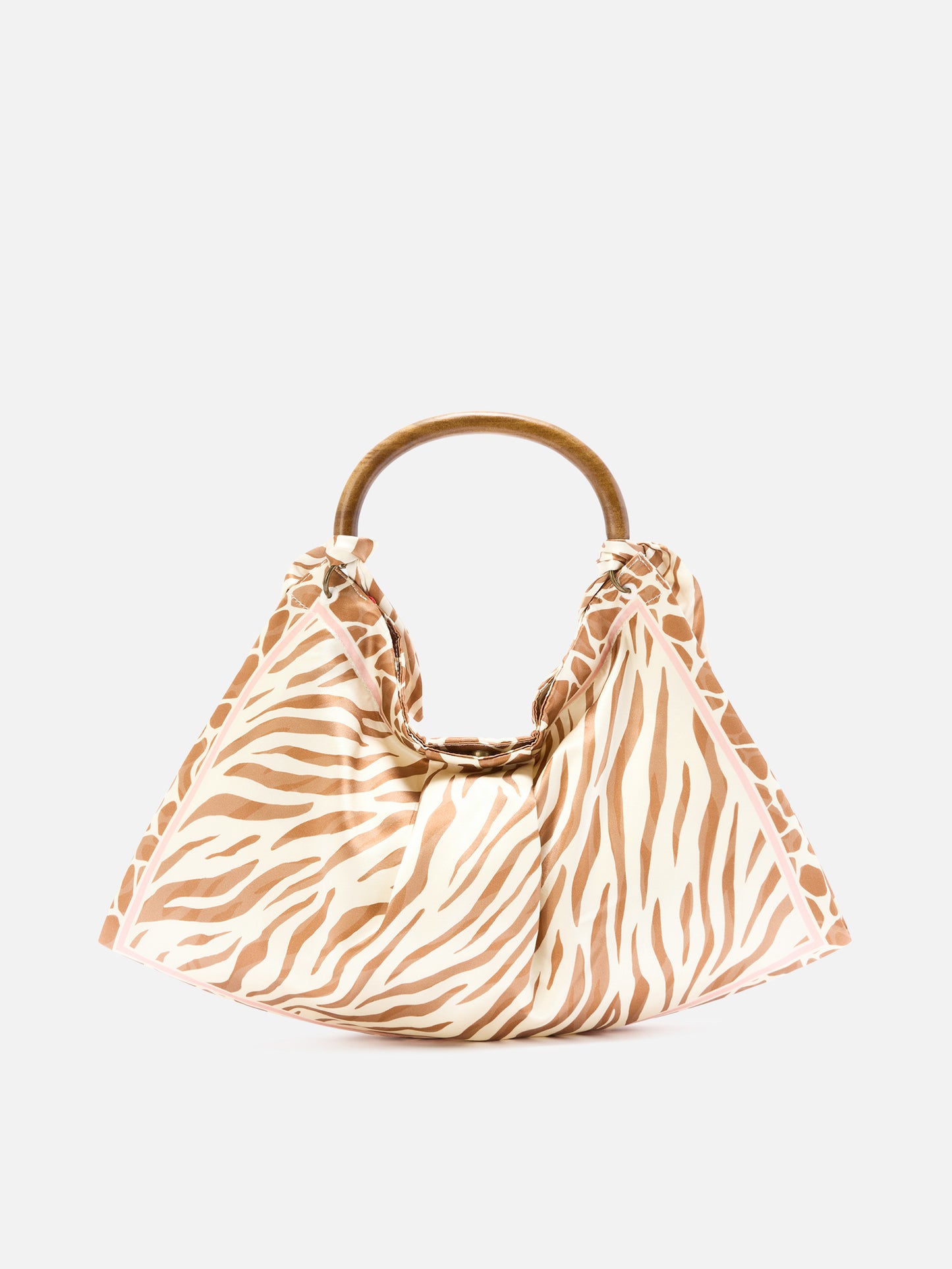 Borsa Foulard in seta con manico in legno e fantasia animalier