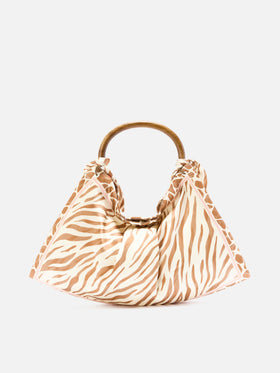 Borsa Foulard in seta con manico in legno e fantasia animalier