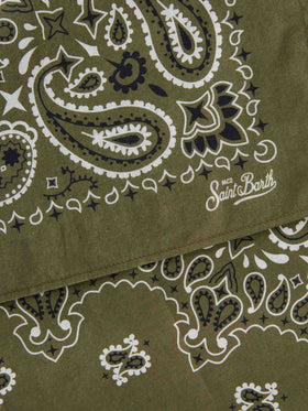 Cotton Foulard with military green bandanna print