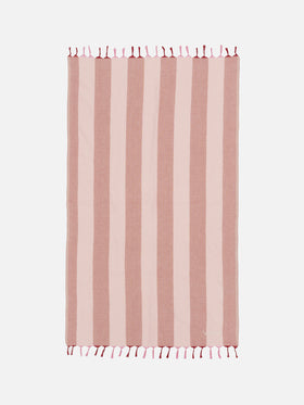 Light cotton beach towel Fouta with pink striped print