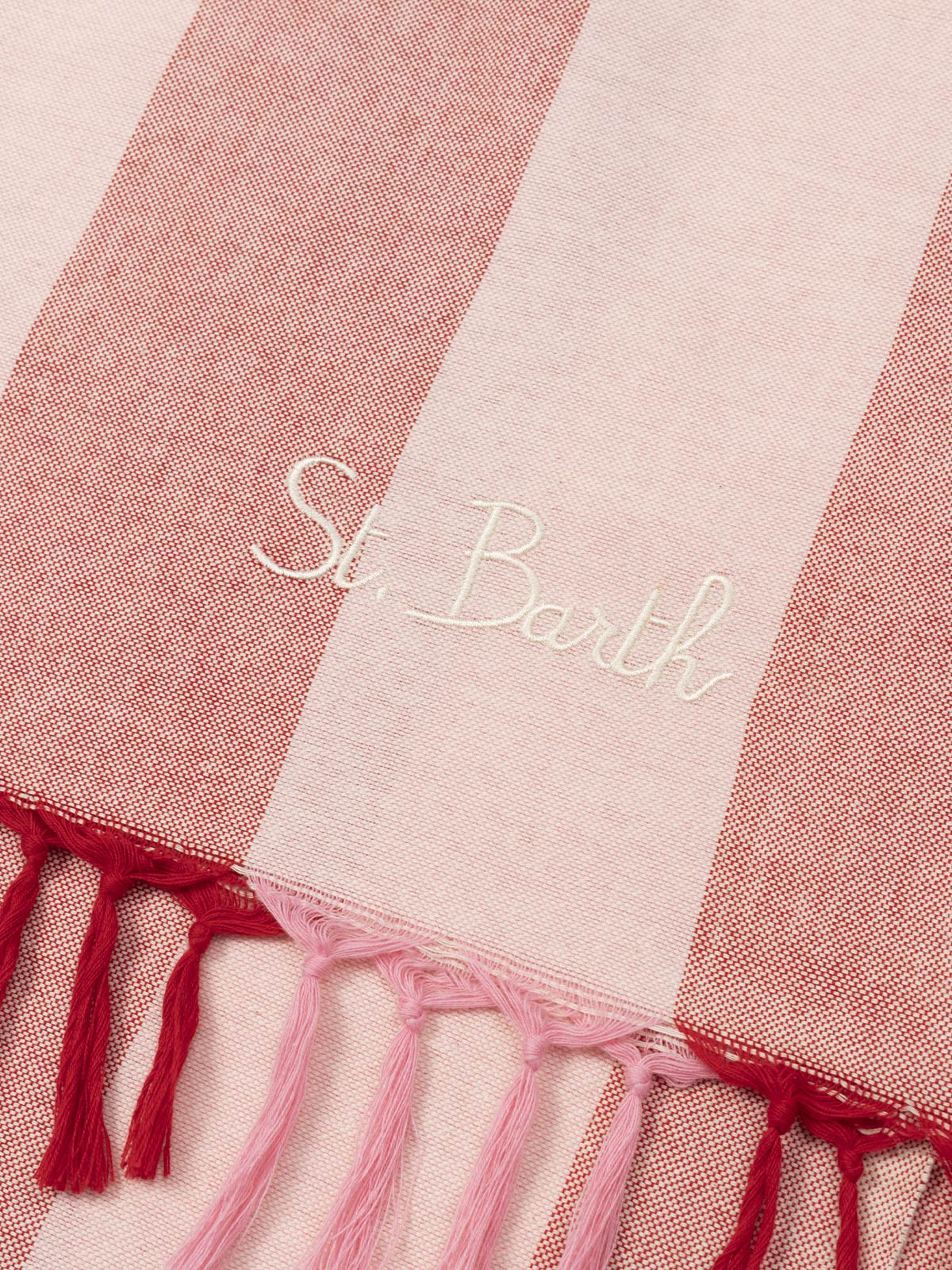Light cotton beach towel Fouta with pink striped print