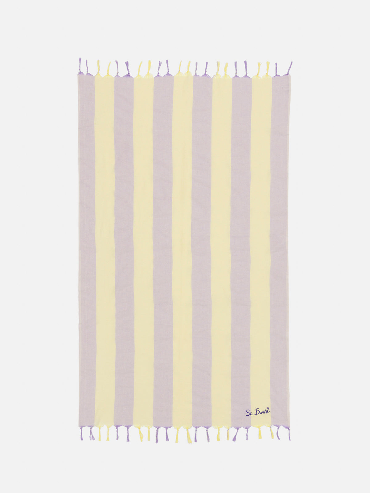 Light cotton beach towel Fouta with lilac striped print