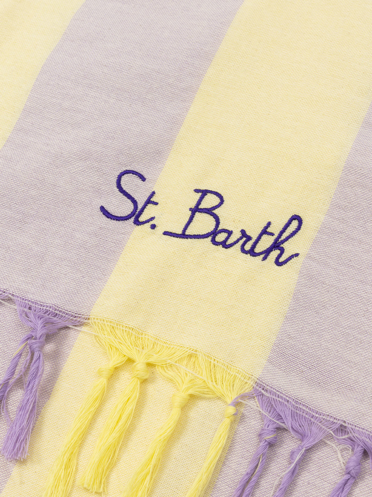 Light cotton beach towel Fouta with lilac striped print
