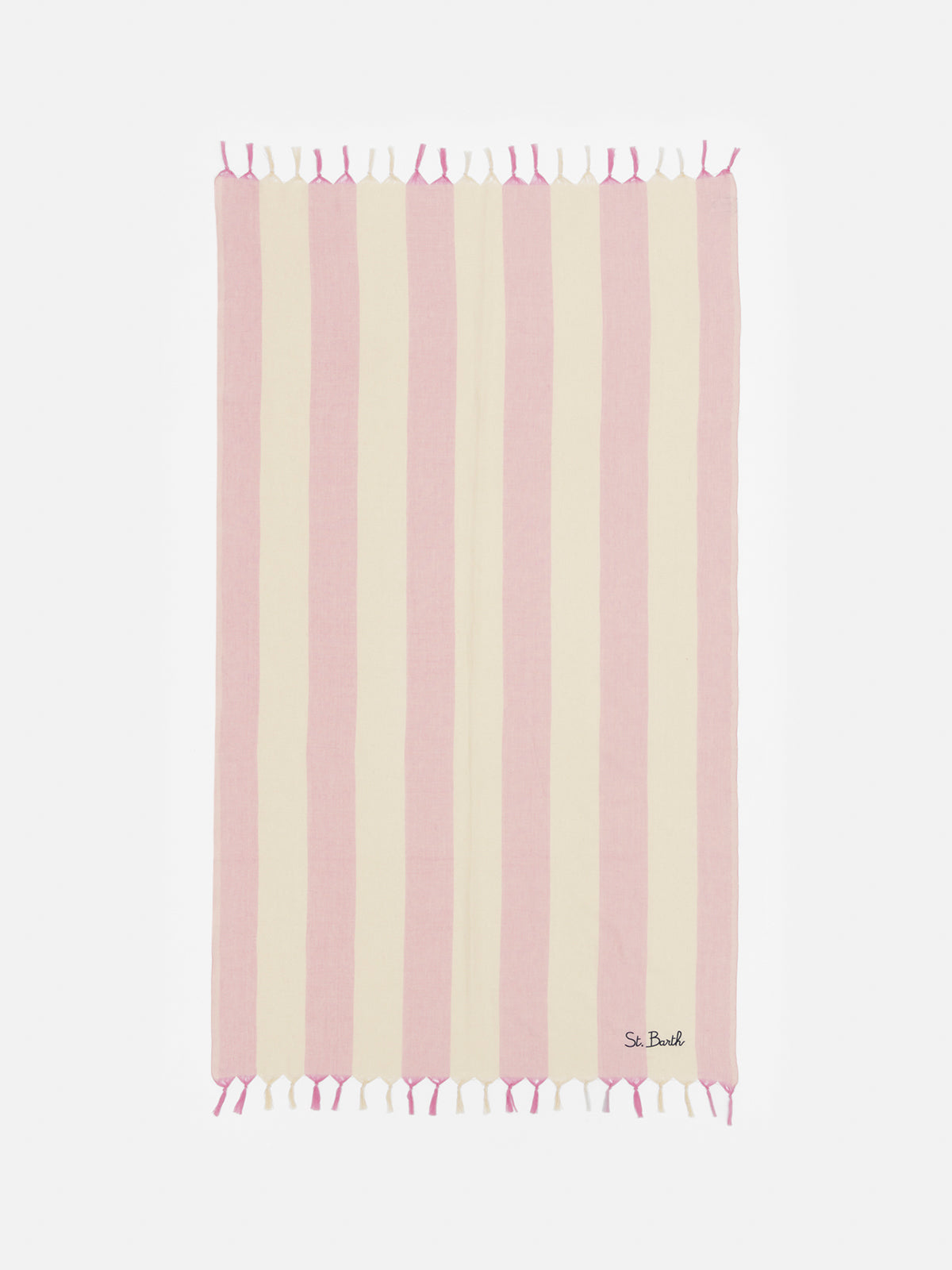Leichtes Baumwoll-Strandtuch Fouta mit rosa Streifendruck