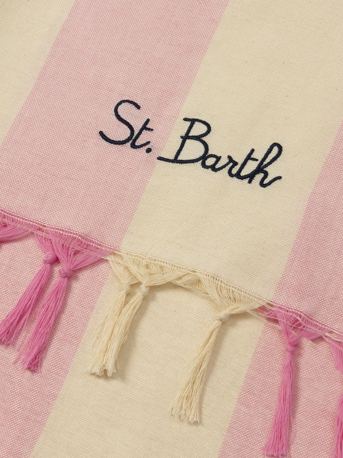 Leichtes Baumwoll-Strandtuch Fouta mit rosa Streifendruck