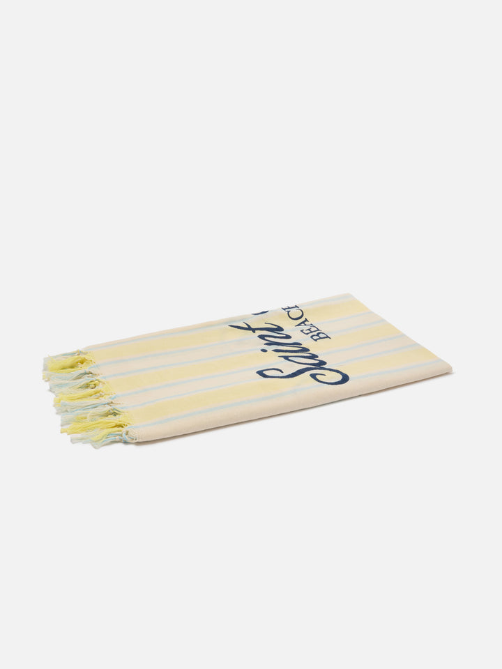 Telo mare Foutas Lighta righe giallo e bianco con logo ricamato
