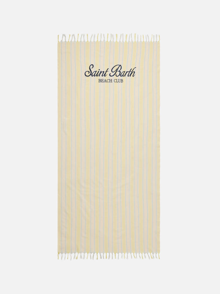 Telo mare Foutas Lighta righe giallo e bianco con logo ricamato