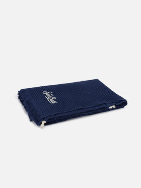 Blue beach towel with integrated bag
