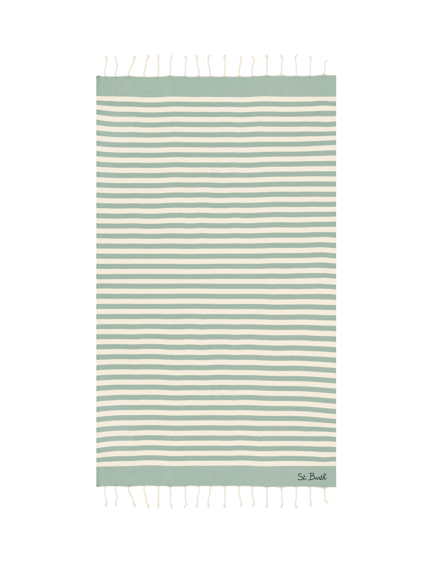 Baumwoll-Strandtuch Fouta mit Streifenmuster in Salbeigrün