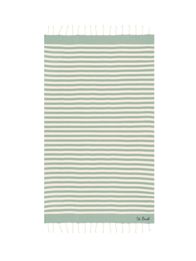 Baumwoll-Strandtuch Fouta mit Streifenmuster in Salbeigrün