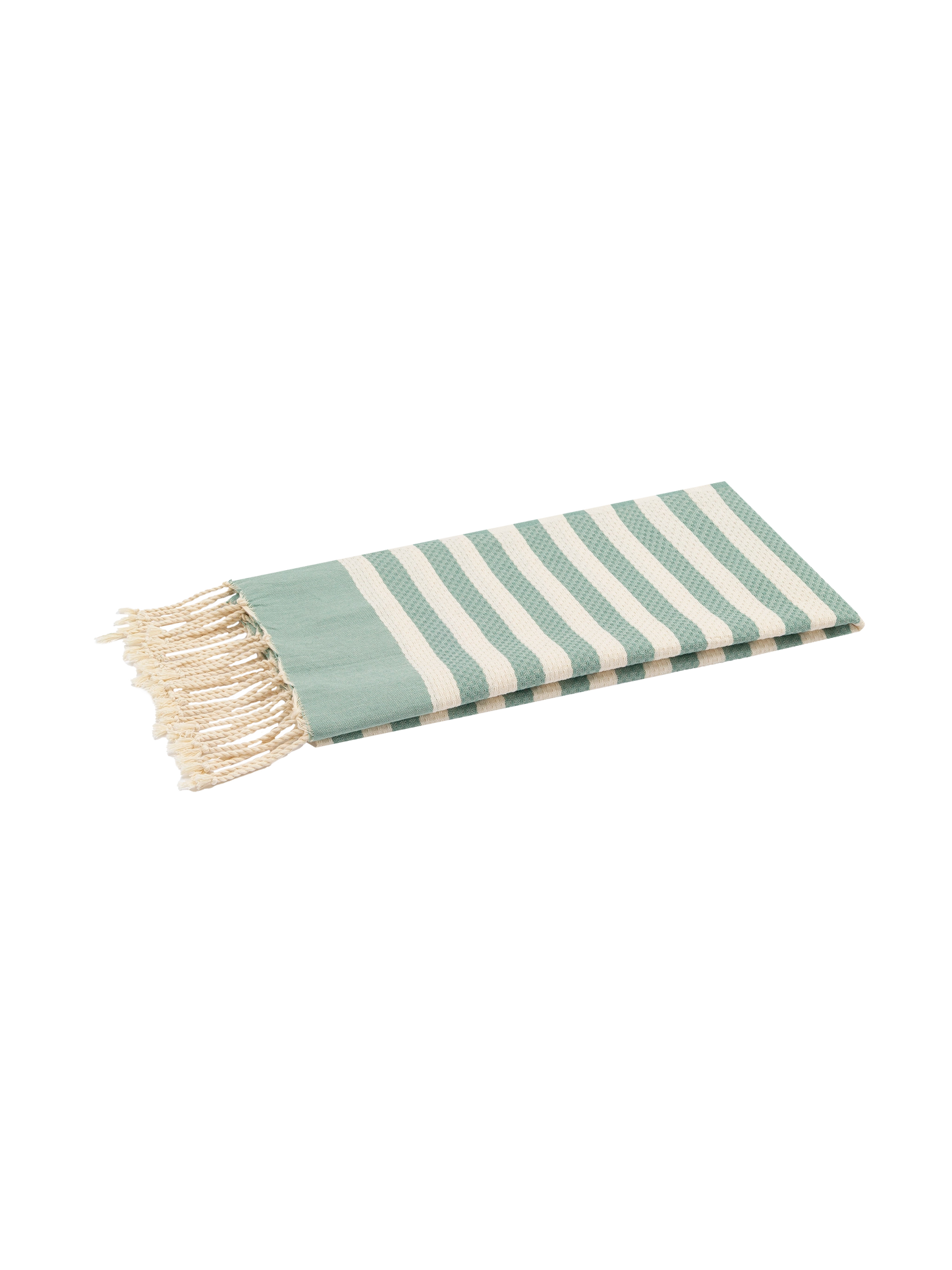 Baumwoll-Strandtuch Fouta mit Streifenmuster in Salbeigrün