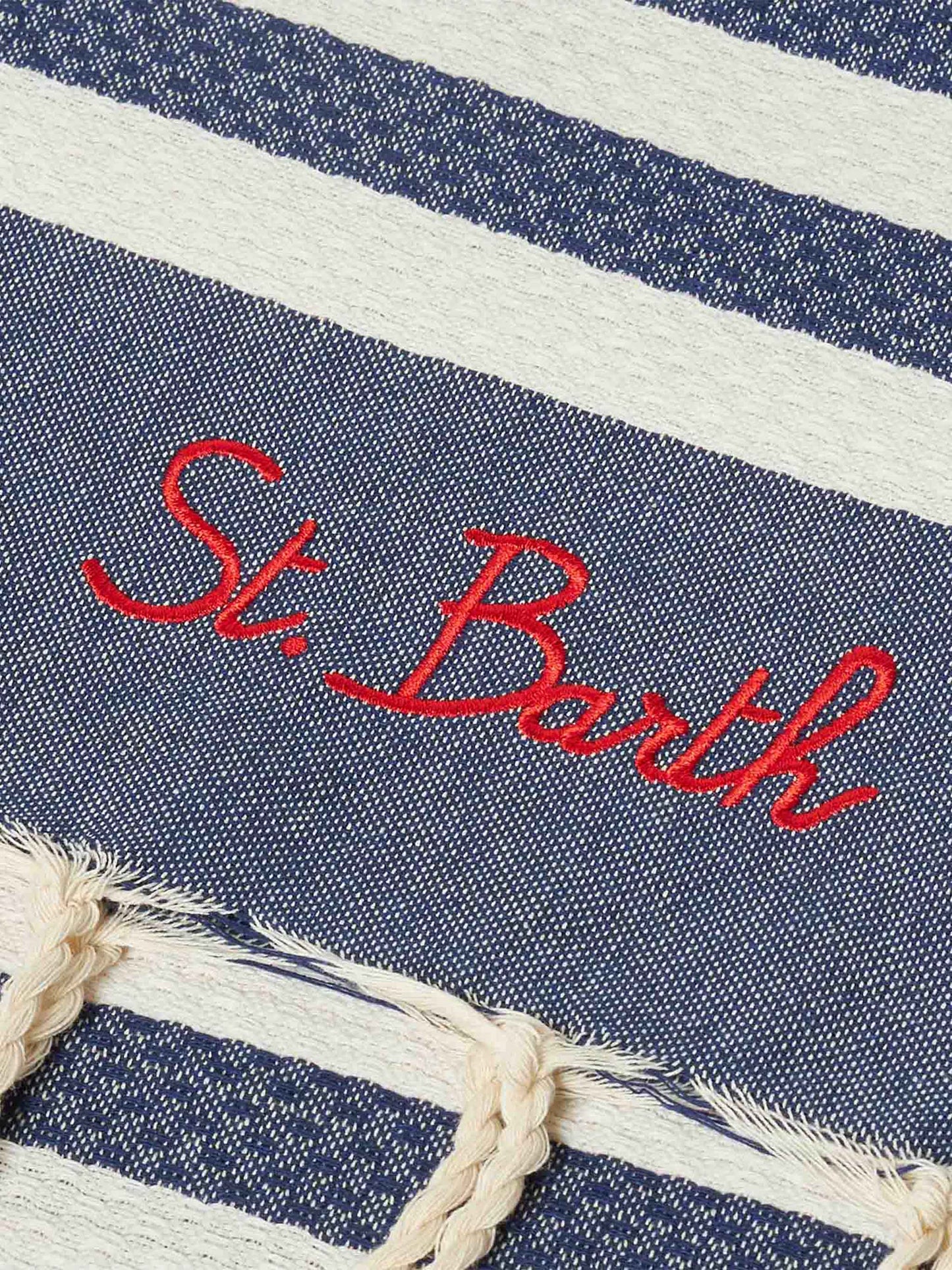 Foutas beach towel with blue and white stripes