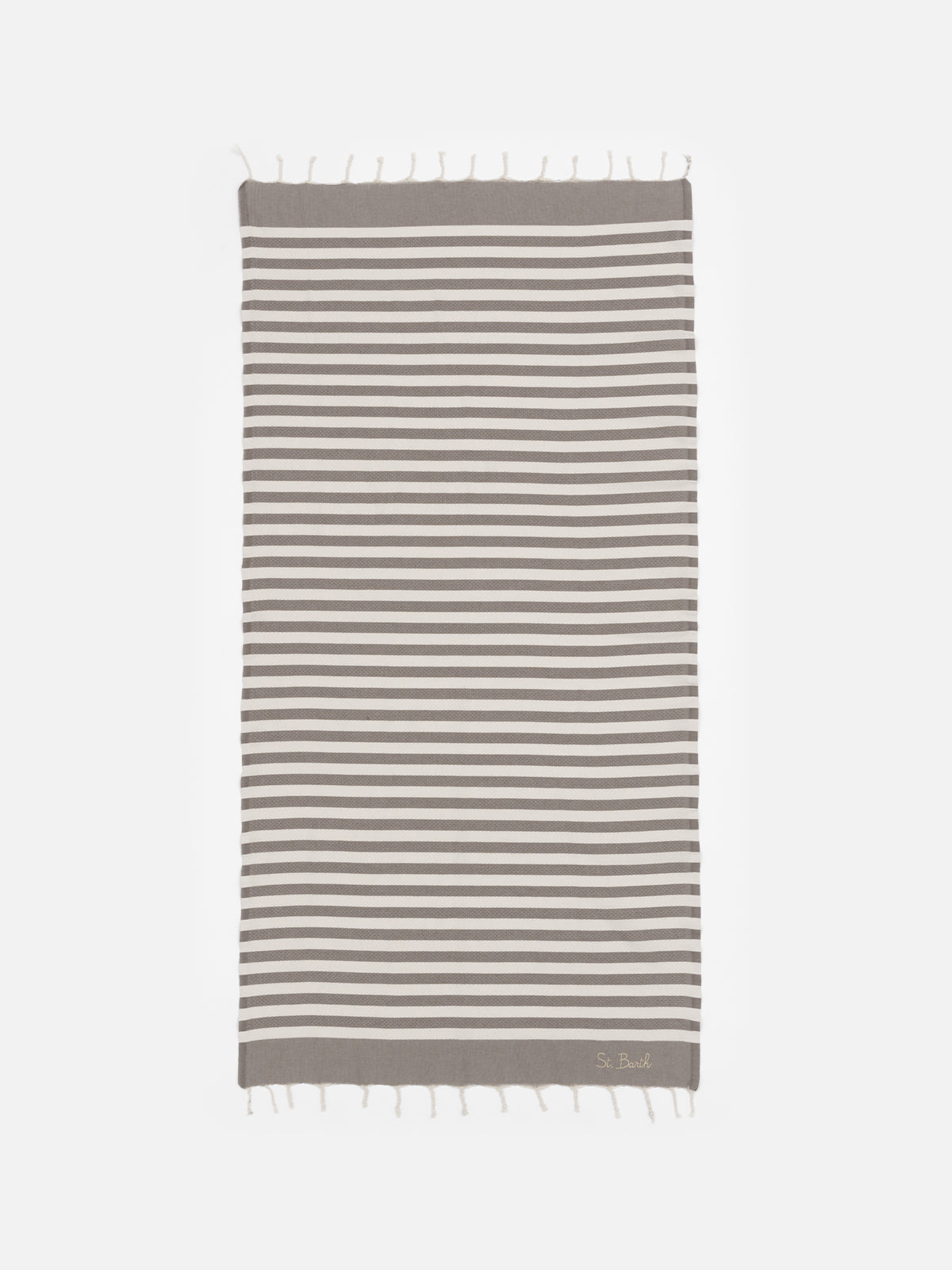 Cotton beach towel Fouta with brown striped print