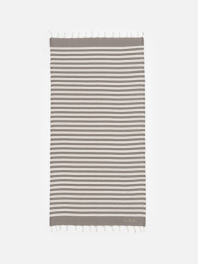 Cotton beach towel Fouta with brown striped print