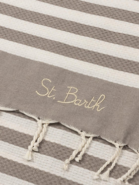 Cotton beach towel Fouta with brown striped print