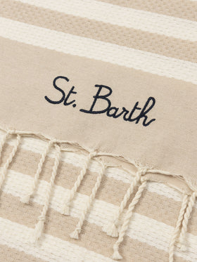 Foutas beach towel with beige and white stripes