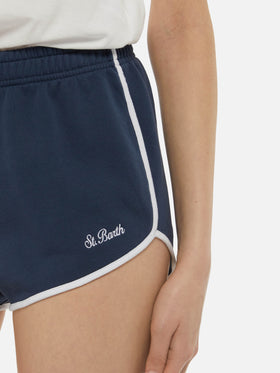 Light navy blue Francine cotton shorts with contrast trims