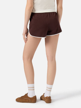 Shorts Francine Light in cotone marrone con bordi a contrasto