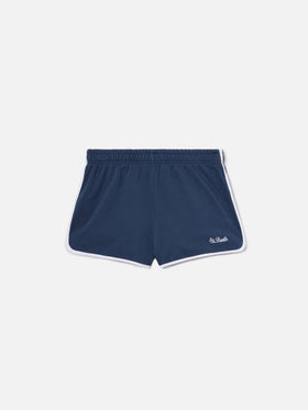 Light navy blue Francine cotton shorts with contrast trims