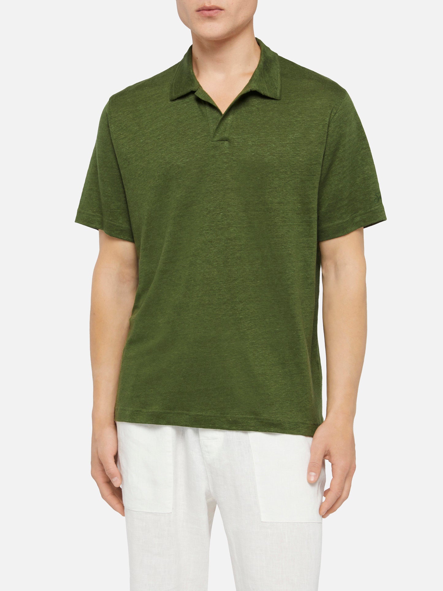 Militärgrünes Leinen-Poloshirt Fraser