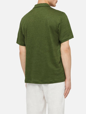 Militärgrünes Leinen-Poloshirt Fraser