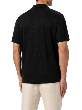 Black linen buttonless polo shirt Fraser