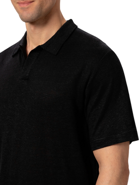 Black linen buttonless polo shirt Fraser