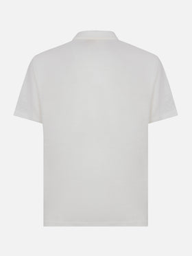 White linen buttonless polo shirt Fraser