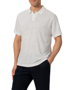 White linen buttonless polo shirt Fraser