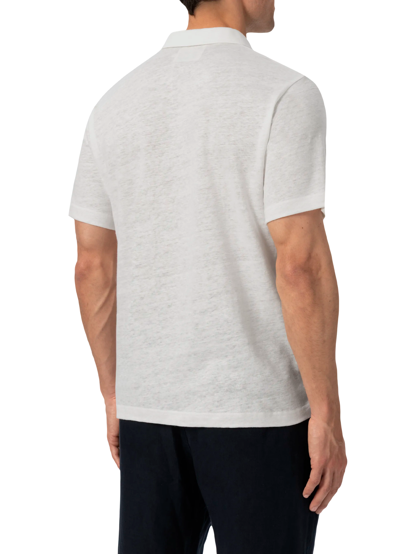 White linen buttonless polo shirt Fraser