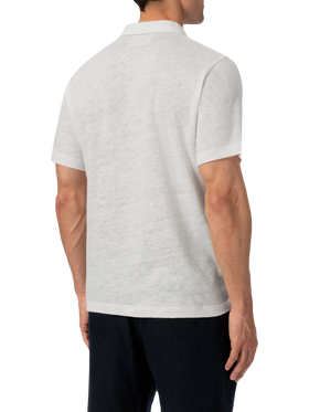 White linen buttonless polo shirt Fraser