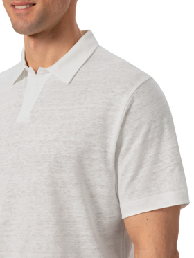 White linen buttonless polo shirt Fraser