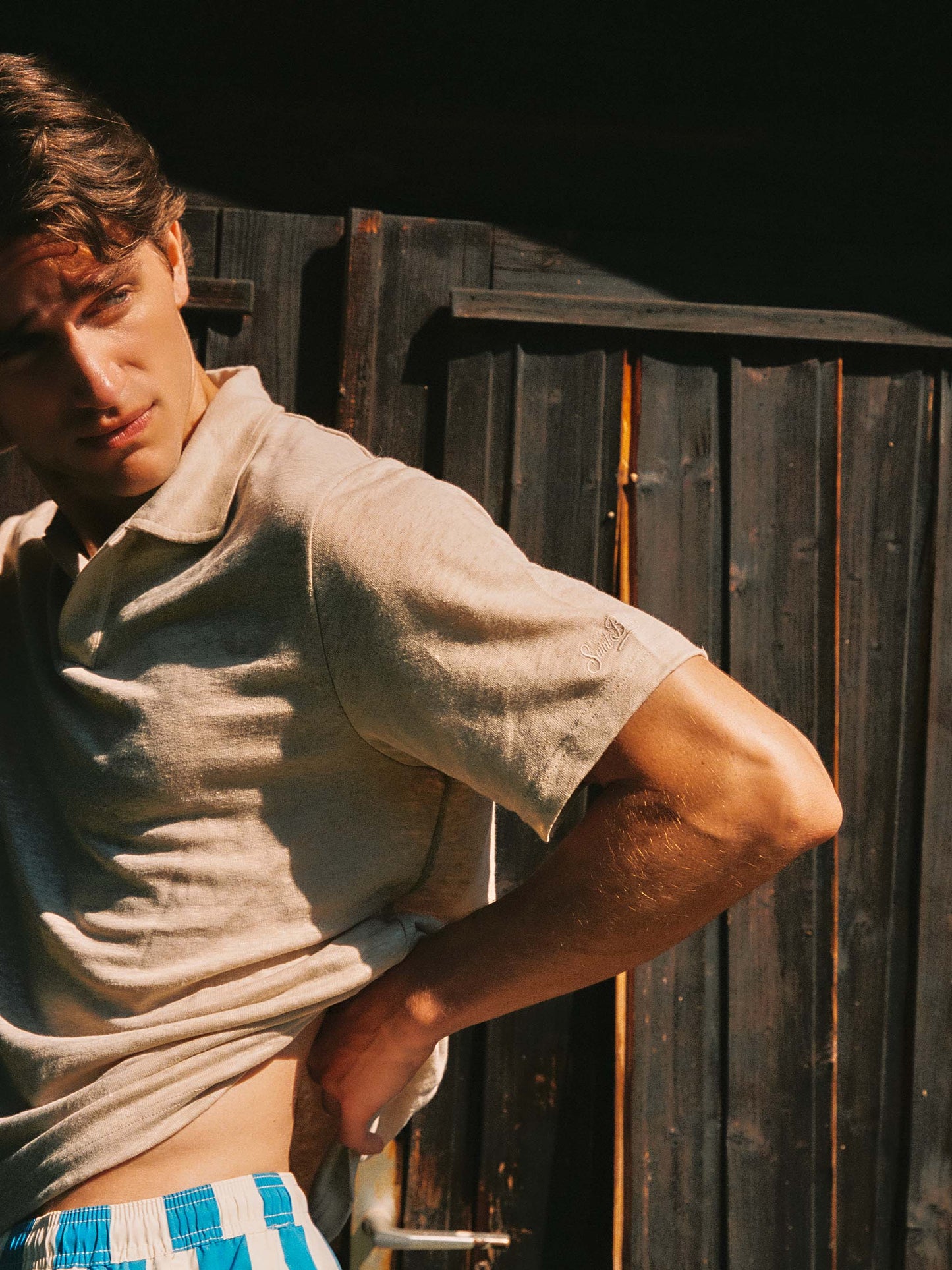 Beiges Fraser-Poloshirt aus reinem Leinen 