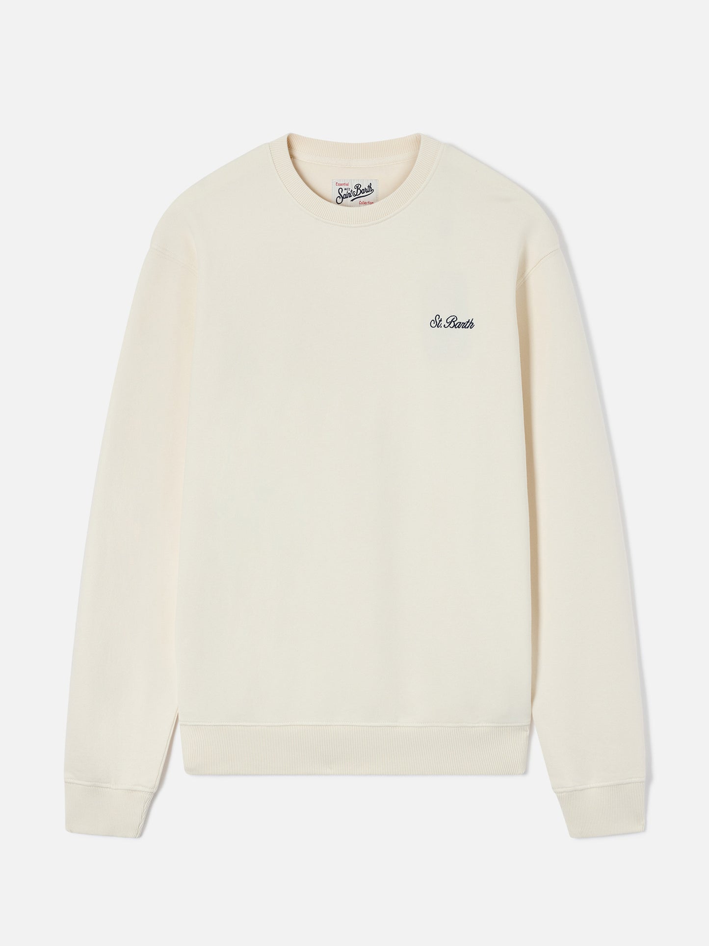 Sudadera Fourseason con cuello redondo en algodón blanco marfil 