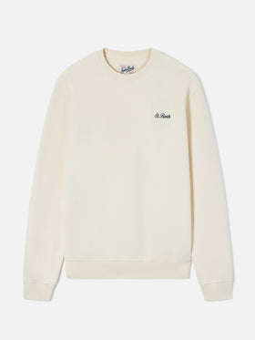 Sudadera Fourseason con cuello redondo en algodón blanco marfil 