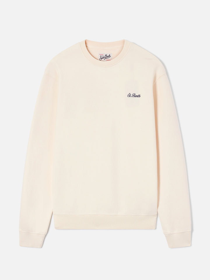 Sudadera Fourseason con cuello redondo en algodón blanco marfil 