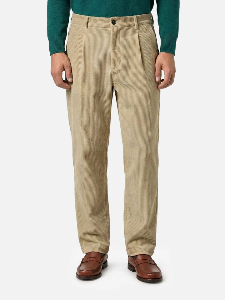 Pantaloni Fuji Pocket beige in velluto a coste