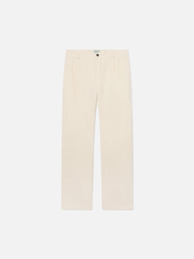 Pantaloni Fuji bianco panna in velluto a costine