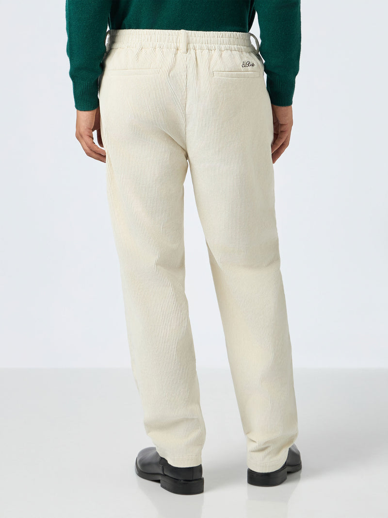 Pantaloni da uomo in velluto a coste bianco sporco Fuji