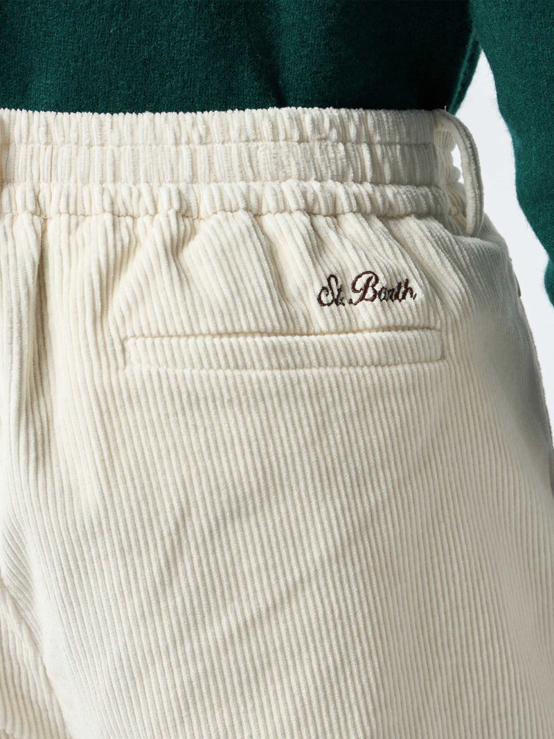 Pantaloni da uomo in velluto a coste bianco sporco Fuji