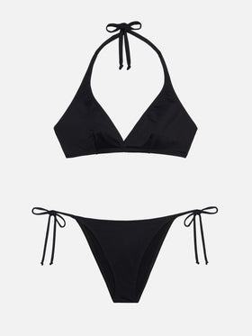 Schwarze klassische Badehose „Virgo“ – schwarzes Dreieck-Bralette-Oberteil „Gaia“