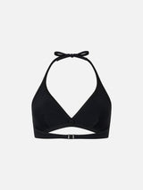 Woman triangle bralette black top Gaia