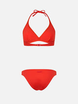 Woman orange triangle bralette bikini Gaia Maia