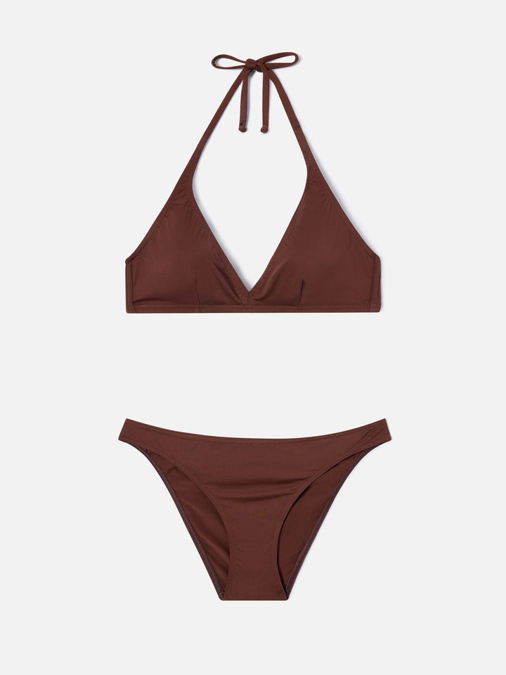 Gala-Bikini in einfarbigem Dunkelbraun 