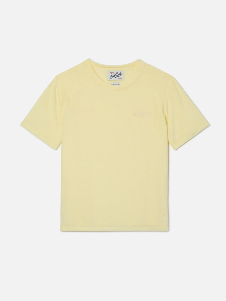 Yellow Gary Jr t-shirt in terry-effect fabric with embroidered logo