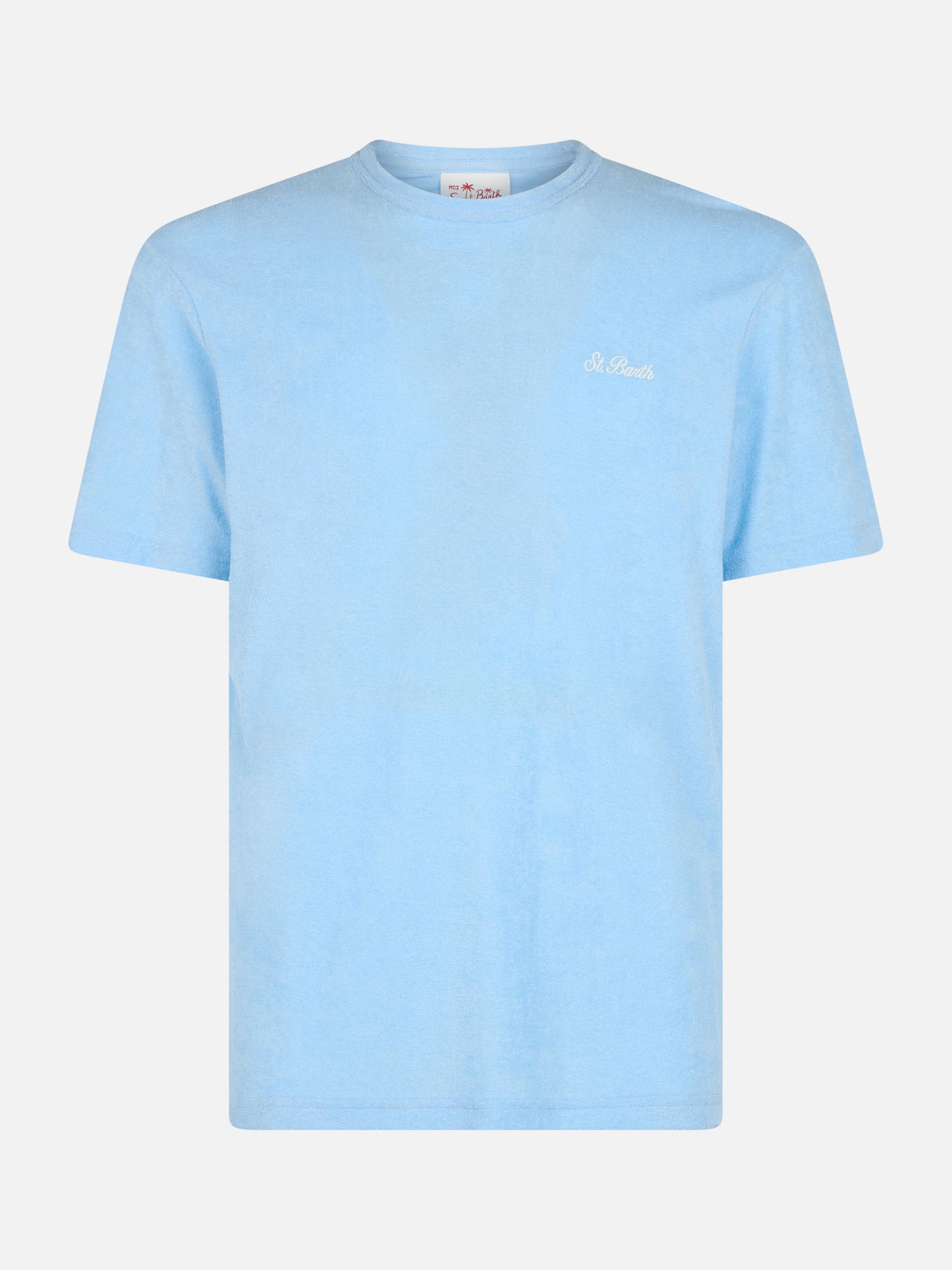 Man light blue terry t-shirt Gary with St. Barth embroidery