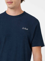 T-shirt da uomo in spugna blu navy Gary con ricamo St. Barth