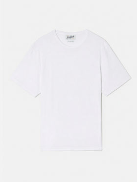 Weißes White Gary T-Shirt aus Baumwolle mit Frottee-Effekt und Logostickerei 