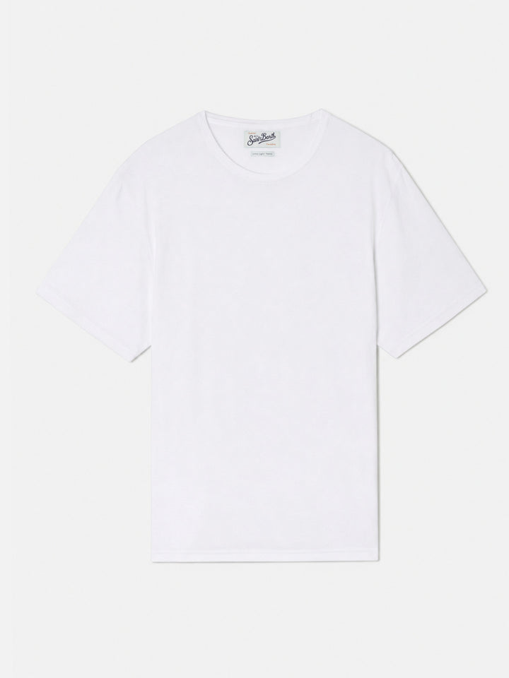 T-shirt Gary in cotone effetto spugna bianca con ricamo logo