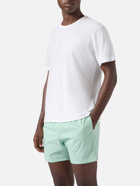 T-shirt Gary in cotone effetto spugna bianca con ricamo logo